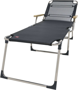 Preview: FIAM® Liegestuhl AMIGO 40+ Schwarz mit Armlehnen/Eschenholz